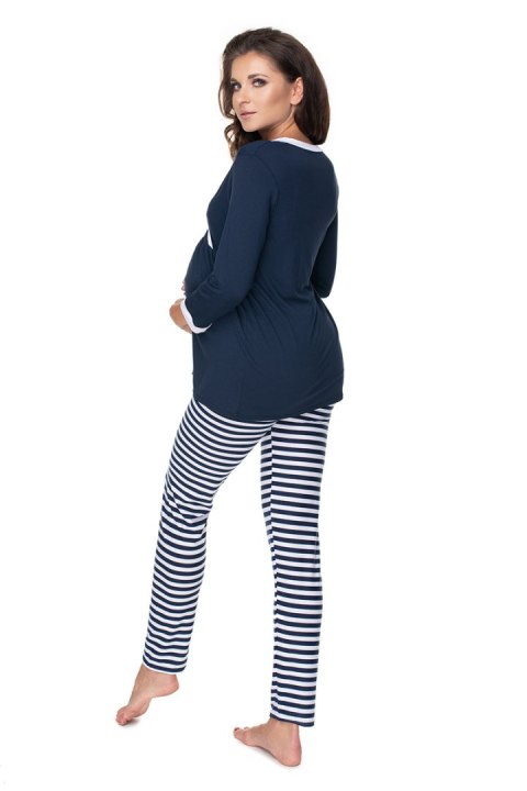 Piżama Ciążowa Model 0150 Navy/White - PeeKaBoo PeeKaBoo Piżama Ciążowa Model 0150 Navy/White - PeeKaBoo PeeKaBoo