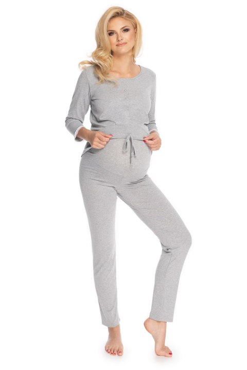 Piżama Damska Ciążowa Model 0181 Grey - PeeKaBoo PeeKaBoo Piżama Damska Ciążowa Model 0181 Grey - PeeKaBoo PeeKaBoo