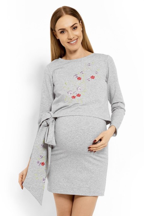 Sukienka Ciążowa Model 1624C Light Grey - PeeKaBoo PeeKaBoo Sukienka Ciążowa Model 1624C Light Grey - PeeKaBoo PeeKaBoo