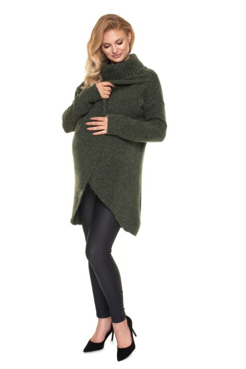 Sweter Ciążowy Model 30078 Khaki - PeeKaBoo PeeKaBoo Sweter Ciążowy Model 30078 Khaki - PeeKaBoo PeeKaBoo