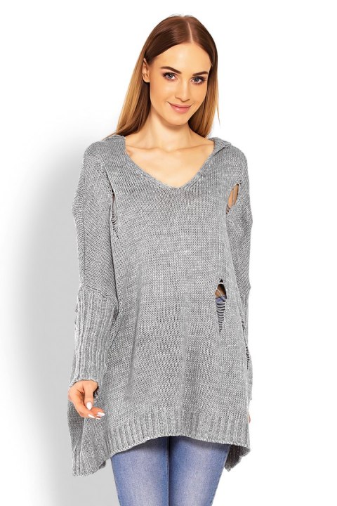 Sweter Damski Model 30055 Grey - PeeKaBoo PeeKaBoo Sweter Damski Model 30055 Grey - PeeKaBoo PeeKaBoo