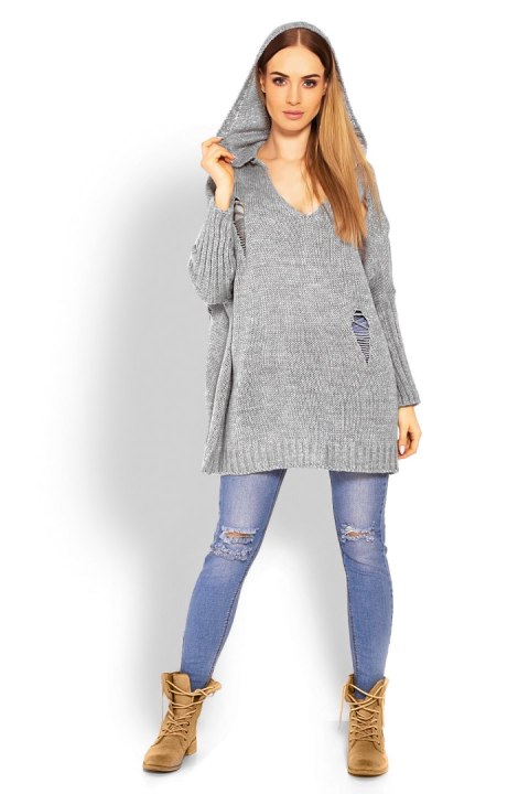 Sweter Damski Model 30055 Grey - PeeKaBoo PeeKaBoo Sweter Damski Model 30055 Grey - PeeKaBoo PeeKaBoo