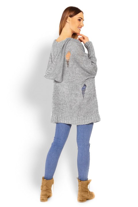 Sweter Damski Model 30055 Grey - PeeKaBoo PeeKaBoo Sweter Damski Model 30055 Grey - PeeKaBoo PeeKaBoo