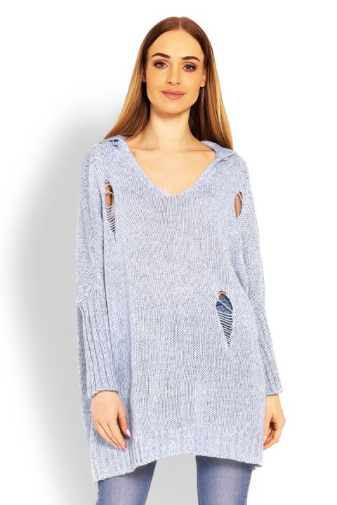 Sweter Damski Model 30055 Sky Blue - PeeKaBoo PeeKaBoo Sweter Damski Model 30055 Sky Blue - PeeKaBoo PeeKaBoo