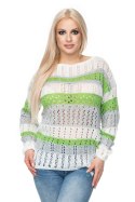 Sweter Damski Model 30060 Cream/Green - PeeKaBoo PeeKaBoo Sweter Damski Model 30060 Cream/Green - PeeKaBoo PeeKaBoo