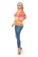 Sweter Damski Model 30060 Pink/Yellow - PeeKaBoo PeeKaBoo Sweter Damski Model 30060 Pink/Yellow - PeeKaBoo PeeKaBoo