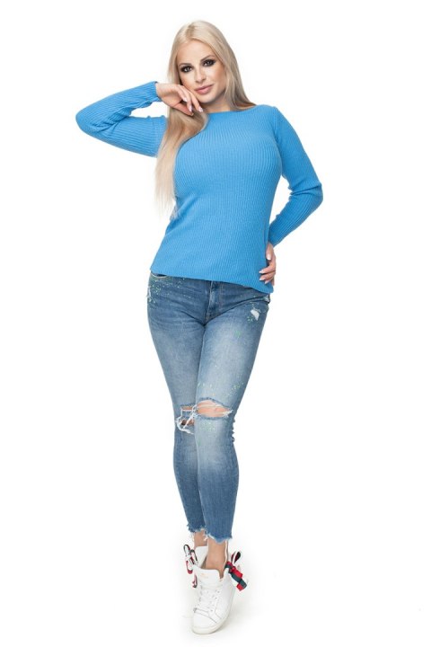 Sweter Damski Model 70021 Jeans - PeeKaBoo PeeKaBoo Sweter Damski Model 70021 Jeans - PeeKaBoo PeeKaBoo