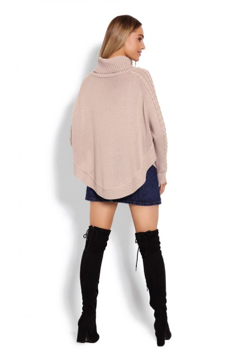 Sweter Ponczo Model 70009 Latte - PeeKaBoo PeeKaBoo Sweter Ponczo Model 70009 Latte - PeeKaBoo PeeKaBoo