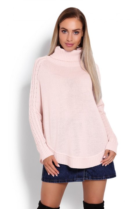 Sweter Ponczo Model 70009 Powder Pink - PeeKaBoo PeeKaBoo Sweter Ponczo Model 70009 Powder Pink - PeeKaBoo PeeKaBoo