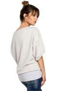 Bluza Damska Model B048 Popiel - BeWear BeWear Bluza Damska Model B048 Popiel - BeWear BeWear