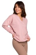 Bluza Damska Model B225 Powder Pink - BeWear BeWear Bluza Damska Model B225 Powder Pink - BeWear BeWear