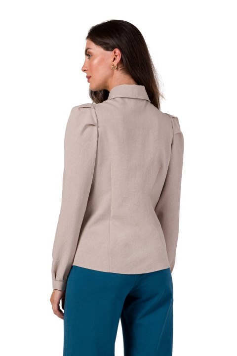 Koszula Damska Model B277 Beige - BeWear BeWear Koszula Damska Model B277 Beige - BeWear BeWear