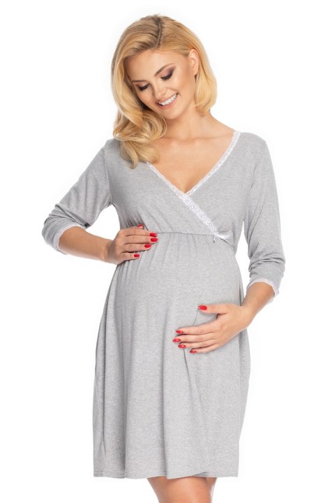 Koszulka nocna Koszula Nocna Ciążowa Model 0178 Grey - PeeKaBoo PeeKaBoo Koszulka nocna Koszula Nocna Ciążowa Model 0178 Grey - PeeKaBoo PeeKaBoo