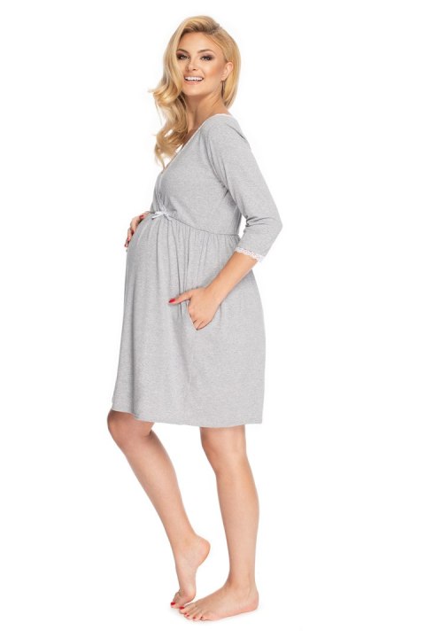Koszulka nocna Koszula Nocna Ciążowa Model 0178 Grey - PeeKaBoo PeeKaBoo Koszulka nocna Koszula Nocna Ciążowa Model 0178 Grey - PeeKaBoo PeeKaBoo