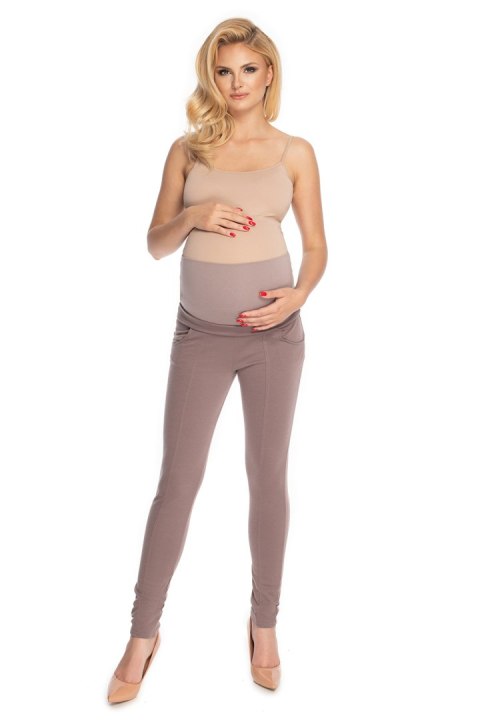 Spodnie Ciążowe Model 0174 Cappuccino - PeeKaBoo PeeKaBoo Spodnie Ciążowe Model 0174 Cappuccino - PeeKaBoo PeeKaBoo