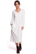 Sukienka Model B128 Ecru - BeWear BeWear Sukienka Model B128 Ecru - BeWear BeWear