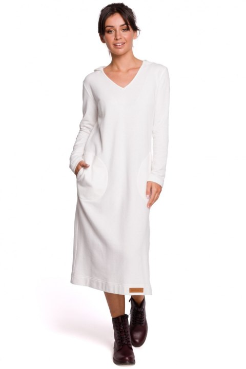 Sukienka Model B128 Ecru - BeWear BeWear Sukienka Model B128 Ecru - BeWear BeWear