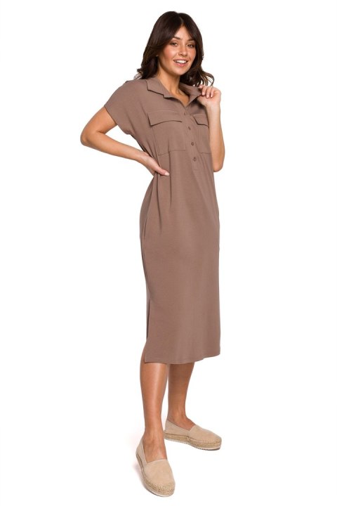 Sukienka Model B222 Cacao - BeWear BeWear Sukienka Model B222 Cacao - BeWear BeWear