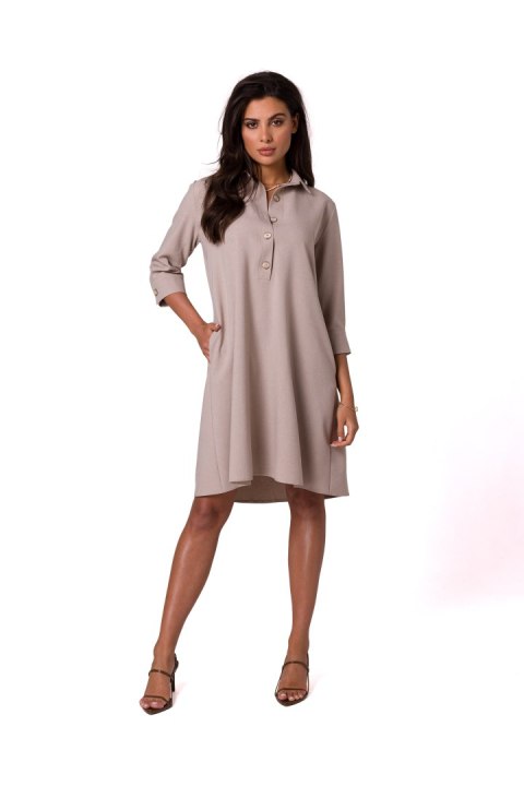 Sukienka Model B257 Beige - BeWear BeWear Sukienka Model B257 Beige - BeWear BeWear