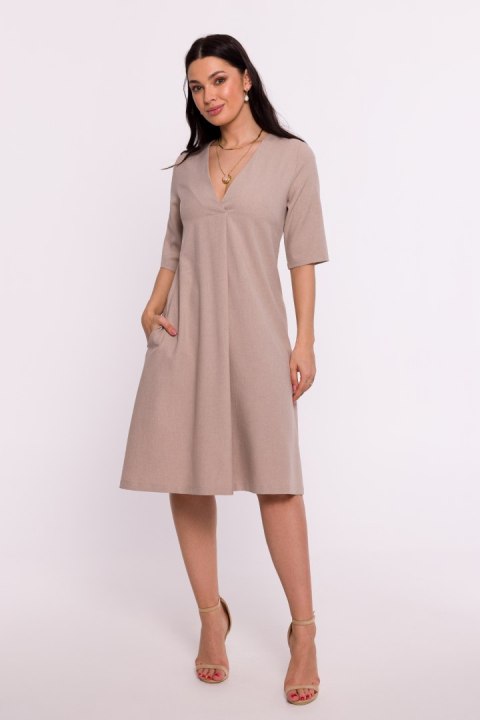 Sukienka Model B280 Beige - BeWear BeWear Sukienka Model B280 Beige - BeWear BeWear