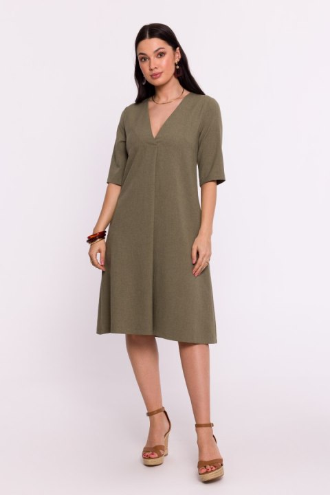 Sukienka Model B280 Oliwka - BeWear BeWear Sukienka Model B280 Oliwka - BeWear BeWear