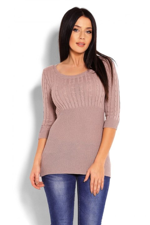 Sweter Damski Model 70008 Cappuccino - PeeKaBoo PeeKaBoo Sweter Damski Model 70008 Cappuccino - PeeKaBoo PeeKaBoo