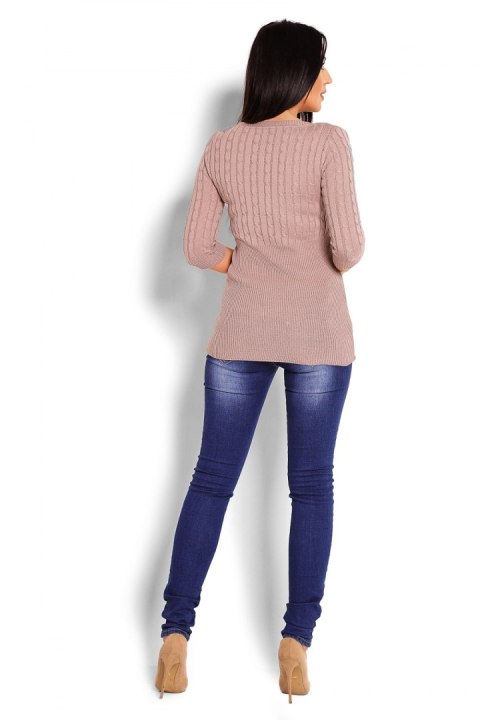 Sweter Damski Model 70008 Cappuccino - PeeKaBoo PeeKaBoo Sweter Damski Model 70008 Cappuccino - PeeKaBoo PeeKaBoo