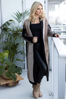 Sweter Kardigan Model 30087 Black/Cappuccino - PeeKaBoo PeeKaBoo