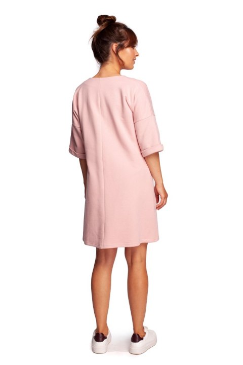 Sukienka Model B233 Powder Pink - BeWear BeWear Sukienka Model B233 Powder Pink - BeWear BeWear