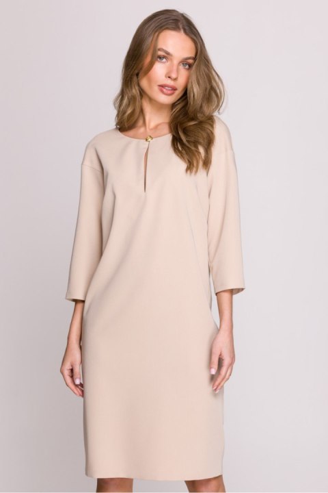 Sukienka Model S394 Beige - Stylove Stylove Sukienka Model S394 Beige - Stylove Stylove