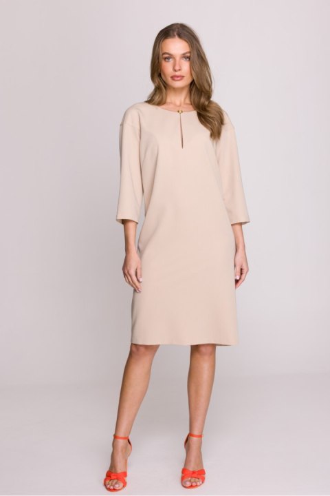 Sukienka Model S394 Beige - Stylove Stylove Sukienka Model S394 Beige - Stylove Stylove
