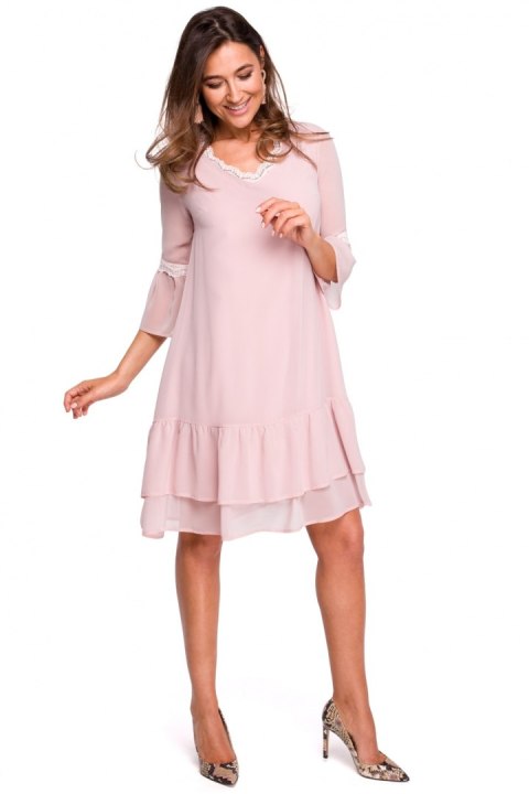 Sukienka Model S160 Powder Pink - Stylove Stylove Sukienka Model S160 Powder Pink - Stylove Stylove