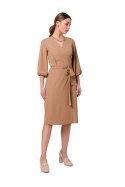Sukienka Model S340 Beige - Stylove Stylove Sukienka Model S340 Beige - Stylove Stylove