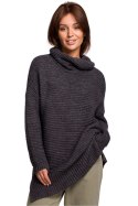 Sweter Damski Model BK047 Antracyt - BE Knit BE Knit Sweter Damski Model BK047 Antracyt - BE Knit BE Knit