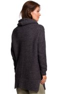 Sweter Damski Model BK047 Antracyt - BE Knit BE Knit Sweter Damski Model BK047 Antracyt - BE Knit BE Knit