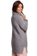 Sweter Damski Model BK047 Grey Melange - BE Knit BE Knit Sweter Damski Model BK047 Grey Melange - BE Knit BE Knit