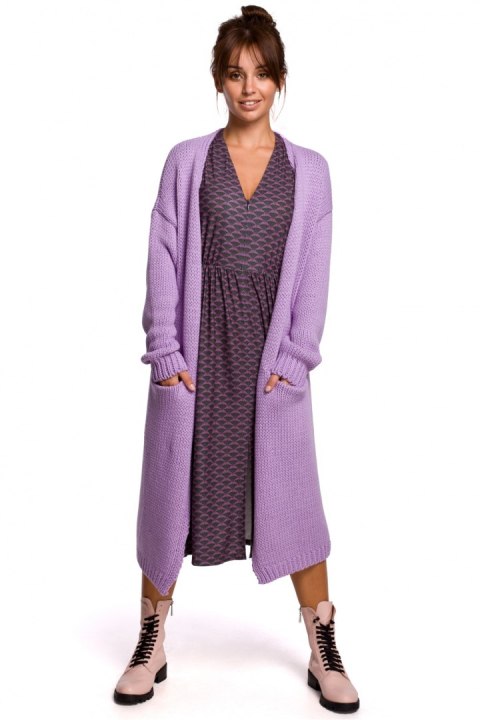 Sweter Kardigan Model BK053 Lawenda - BE Knit BE Knit Sweter Kardigan Model BK053 Lawenda - BE Knit BE Knit