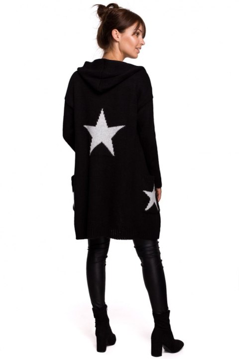 Sweter Kardigan Model BK063 Black/Silver - BE Knit BE Knit Sweter Kardigan Model BK063 Black/Silver - BE Knit BE Knit