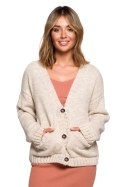Sweter Kardigan Model BK074 Beige - BE Knit BE Knit Sweter Kardigan Model BK074 Beige - BE Knit BE Knit