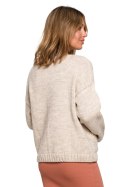 Sweter Kardigan Model BK074 Beige - BE Knit BE Knit Sweter Kardigan Model BK074 Beige - BE Knit BE Knit