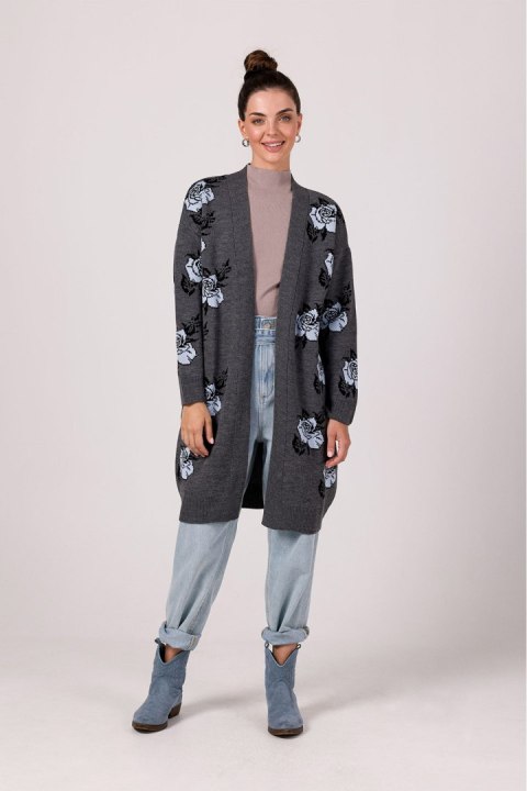 Sweter Kardigan Model BK102 Grafit - BE Knit BE Knit Sweter Kardigan Model BK102 Grafit - BE Knit BE Knit