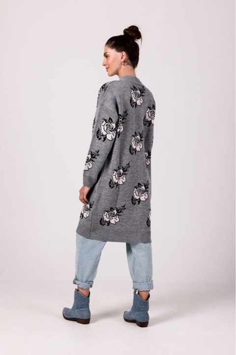 Sweter Kardigan Model BK102 Popiel - BE Knit BE Knit Sweter Kardigan Model BK102 Popiel - BE Knit BE Knit