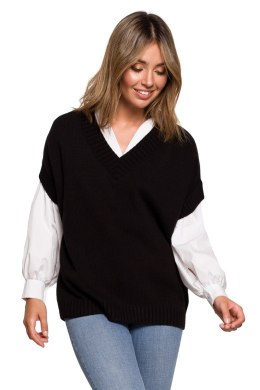 Bezrękawnik Model BK076 Black - BE Knit BE Knit
