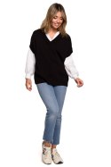 Bezrękawnik Model BK076 Black - BE Knit BE Knit Bezrękawnik Model BK076 Black - BE Knit BE Knit