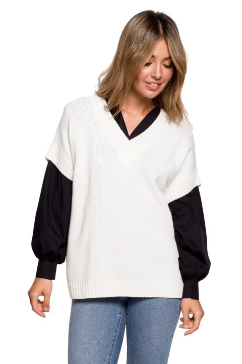 Bezrękawnik Model BK076 Ecru - BE Knit BE Knit