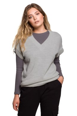 Bezrękawnik Model BK076 Grey - BE Knit BE Knit
