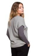 Bezrękawnik Model BK076 Grey - BE Knit BE Knit Bezrękawnik Model BK076 Grey - BE Knit BE Knit