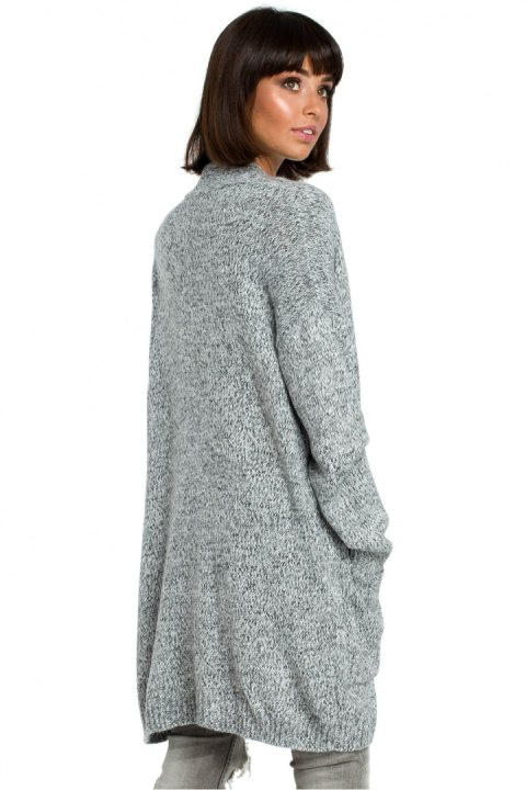 Sweter Damski Model BK001 Grafit Melange - BE Knit BE Knit Sweter Damski Model BK001 Grafit Melange - BE Knit BE Knit