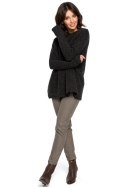 Sweter Damski Model BK009 Antracyt - BE Knit BE Knit Sweter Damski Model BK009 Antracyt - BE Knit BE Knit