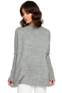 Sweter Damski Model BK009 Grey - BE Knit BE Knit Sweter Damski Model BK009 Grey - BE Knit BE Knit